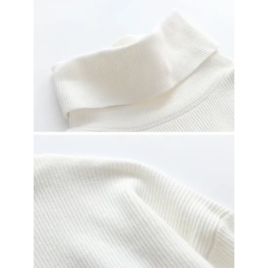 Casual Loose Solid Color High-Neck Long Sleeves Knitwear Casual Loose Solid Color High-Neck Long Sleeves Knitwear