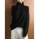 Casual Loose Solid Color Striped High-Neck Long Sleeves Sweater Tops Casual Loose Solid Color Striped High-Neck Long Sleeves Sweater Tops