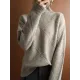 Casual Loose Solid Color Striped High-Neck Long Sleeves Sweater Tops Casual Loose Solid Color Striped High-Neck Long Sleeves Sweater Tops