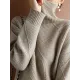 Casual Loose Solid Color Striped High-Neck Long Sleeves Sweater Tops Casual Loose Solid Color Striped High-Neck Long Sleeves Sweater Tops