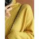 Casual Loose Solid Color Striped High-Neck Long Sleeves Sweater Tops Casual Loose Solid Color Striped High-Neck Long Sleeves Sweater Tops