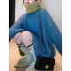Original Loose Contrast Color High-Neck Long Sleeves Sweater Tops Original Loose Contrast Color High-Neck Long Sleeves Sweater Tops
