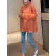 Original Loose Contrast Color High-Neck Long Sleeves Sweater Tops Original Loose Contrast Color High-Neck Long Sleeves Sweater Tops