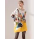 Original Loose Cartoon Printed Round-Neck Long Sleeves Sweater Dress Original Loose Cartoon Printed Round-Neck Long Sleeves Sweater Dress