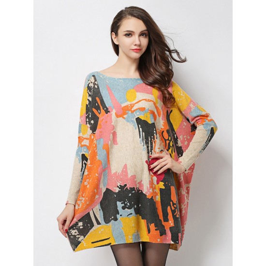 Vintage Wool Blend Contrast Color Printed Sweater Vintage Wool Blend Contrast Color Printed Sweater