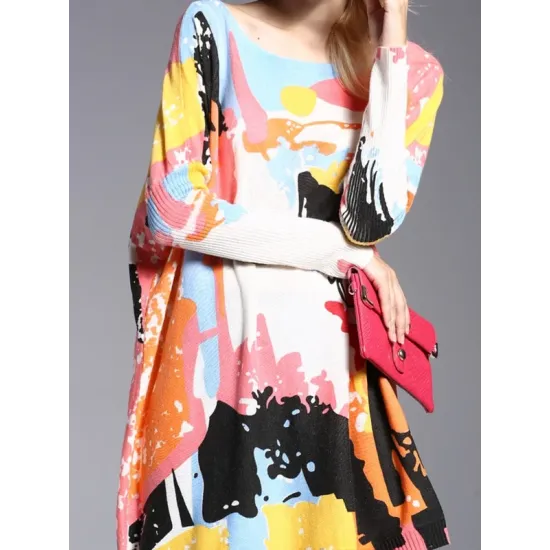 Vintage Wool Blend Contrast Color Printed Sweater Vintage Wool Blend Contrast Color Printed Sweater