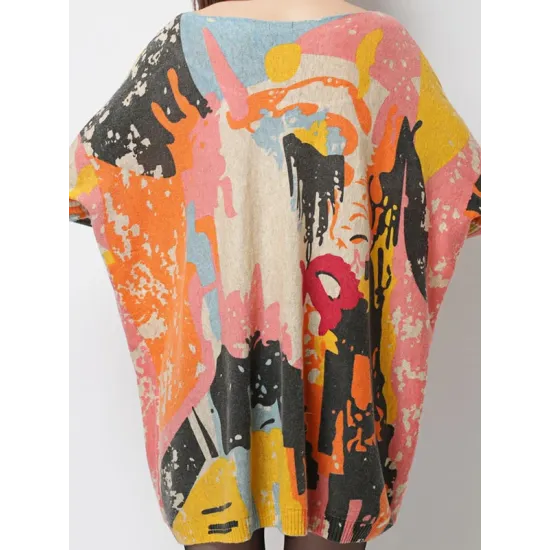 Vintage Wool Blend Contrast Color Printed Sweater Vintage Wool Blend Contrast Color Printed Sweater