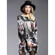Urban Loose One-Shoulder Printed Split-Joint Sweater Urban Loose One-Shoulder Printed Split-Joint Sweater