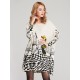 Vintage Loose Printed Split-Joint Sweater Vintage Loose Printed Split-Joint Sweater