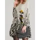 Vintage Loose Printed Split-Joint Sweater Vintage Loose Printed Split-Joint Sweater