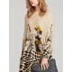 Vintage Loose Printed Split-Joint Sweater Vintage Loose Printed Split-Joint Sweater