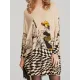 Vintage Loose Printed Split-Joint Sweater Vintage Loose Printed Split-Joint Sweater