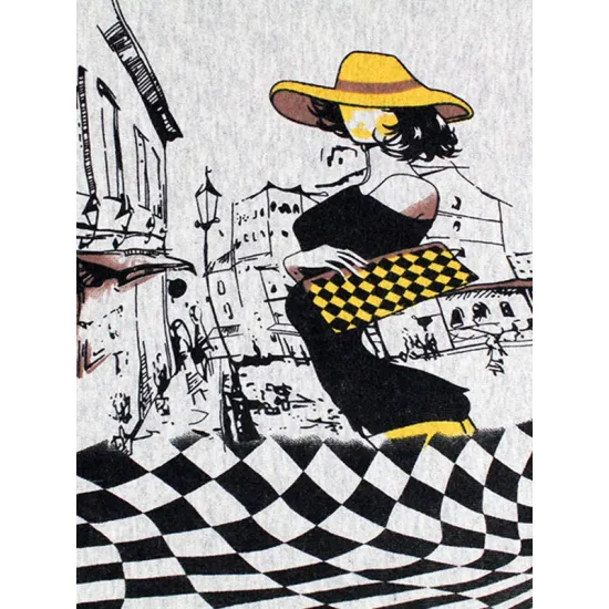 Vintage Loose Printed Split-Joint Sweater Vintage Loose Printed Split-Joint Sweater