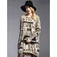 Vintage Loose One-Shoulder Newspaper Printed Split-Joint Sweater Vintage Loose One-Shoulder Newspaper Printed Split-Joint Sweater