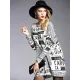 Vintage Loose One-Shoulder Newspaper Printed Split-Joint Sweater Vintage Loose One-Shoulder Newspaper Printed Split-Joint Sweater