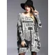 Vintage Loose One-Shoulder Newspaper Printed Split-Joint Sweater Vintage Loose One-Shoulder Newspaper Printed Split-Joint Sweater