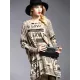 Vintage Loose One-Shoulder Newspaper Printed Split-Joint Sweater Vintage Loose One-Shoulder Newspaper Printed Split-Joint Sweater