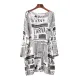 Vintage Loose One-Shoulder Newspaper Printed Split-Joint Sweater Vintage Loose One-Shoulder Newspaper Printed Split-Joint Sweater