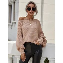 Casual Loose 6 Colors Off-The-Shoulder Long Sleeves Sweater Top