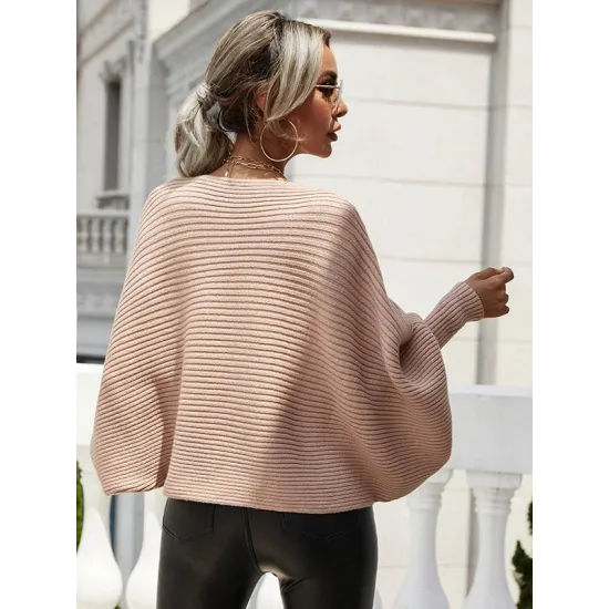 Casual Loose 6 Colors Off-The-Shoulder Long Sleeves Sweater Top Casual Loose 6 Colors Off-The-Shoulder Long Sleeves Sweater Top
