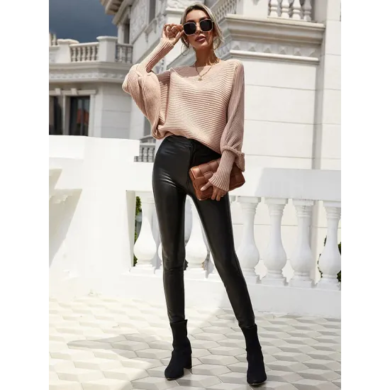 Casual Loose 6 Colors Off-The-Shoulder Long Sleeves Sweater Top Casual Loose 6 Colors Off-The-Shoulder Long Sleeves Sweater Top