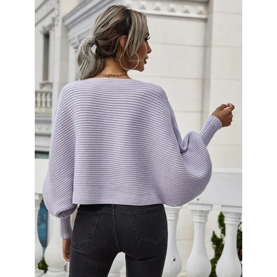 Casual Loose 6 Colors Off-The-Shoulder Long Sleeves Sweater Top Casual Loose 6 Colors Off-The-Shoulder Long Sleeves Sweater Top