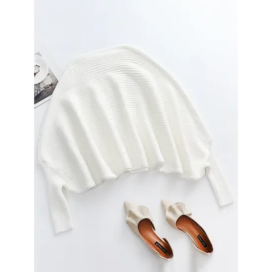 Casual Loose 6 Colors Off-The-Shoulder Long Sleeves Sweater Top Casual Loose 6 Colors Off-The-Shoulder Long Sleeves Sweater Top