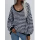 Original Loose Striped 8 Colors V-Neck Long Sleeves Sweater Top