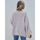 Original Loose Striped 8 Colors V-Neck Long Sleeves Sweater Top
