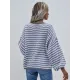 Original Loose Striped 8 Colors V-Neck Long Sleeves Sweater Top