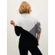 Original Loose Split-Joint Contrast Color High-Neck Long Sleeves Sweater Top Original Loose Split-Joint Contrast Color High-Neck Long Sleeves Sweater Top