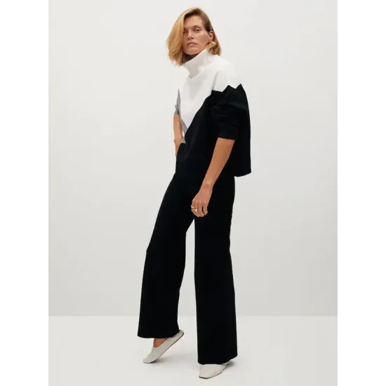 Original Loose Split-Joint Contrast Color High-Neck Long Sleeves Sweater Top Original Loose Split-Joint Contrast Color High-Neck Long Sleeves Sweater Top