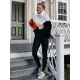 Original Loose Split-Joint Contrast Color High-Neck Long Sleeves Sweater Top Original Loose Split-Joint Contrast Color High-Neck Long Sleeves Sweater Top