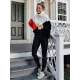 Original Loose Split-Joint Contrast Color High-Neck Long Sleeves Sweater Top Original Loose Split-Joint Contrast Color High-Neck Long Sleeves Sweater Top