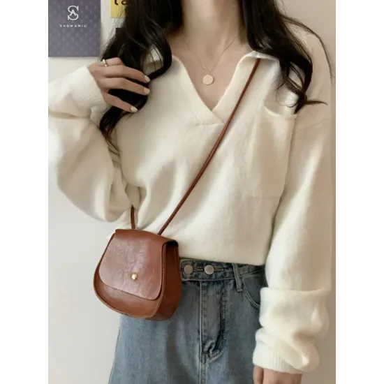 Casual Simple 6 Colors V-Neck Long Sleeves Sweater Top Casual Simple 6 Colors V-Neck Long Sleeves Sweater Top
