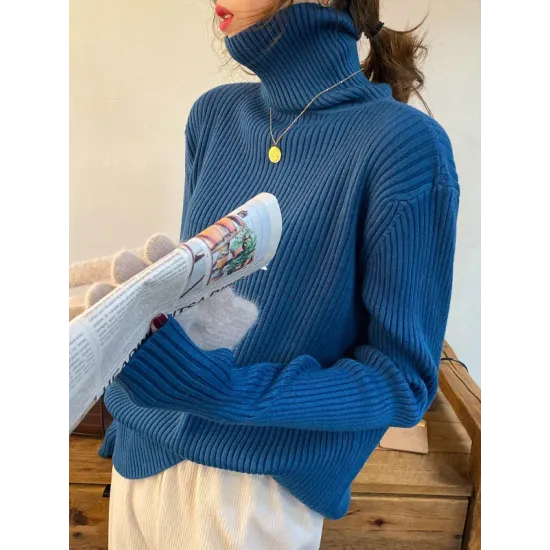 Casual Simple 6 Colors High-Neck Long Sleeves Sweater Top Casual Simple 6 Colors High-Neck Long Sleeves Sweater Top