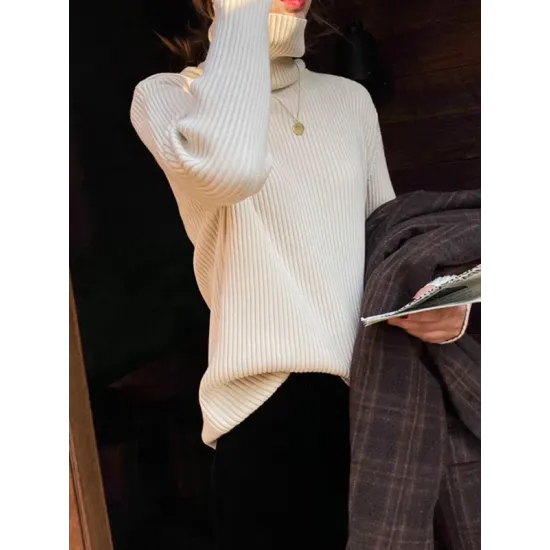 Casual Simple 6 Colors High-Neck Long Sleeves Sweater Top Casual Simple 6 Colors High-Neck Long Sleeves Sweater Top