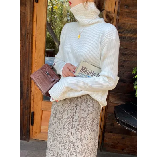 Casual Simple 6 Colors High-Neck Long Sleeves Sweater Top Casual Simple 6 Colors High-Neck Long Sleeves Sweater Top