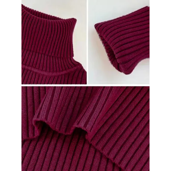 Casual Simple 6 Colors High-Neck Long Sleeves Sweater Top Casual Simple 6 Colors High-Neck Long Sleeves Sweater Top