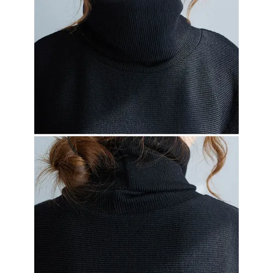Casual Loose Solid Color Heaps Collar Long Sleeves Sweater Top Casual Loose Solid Color Heaps Collar Long Sleeves Sweater Top
