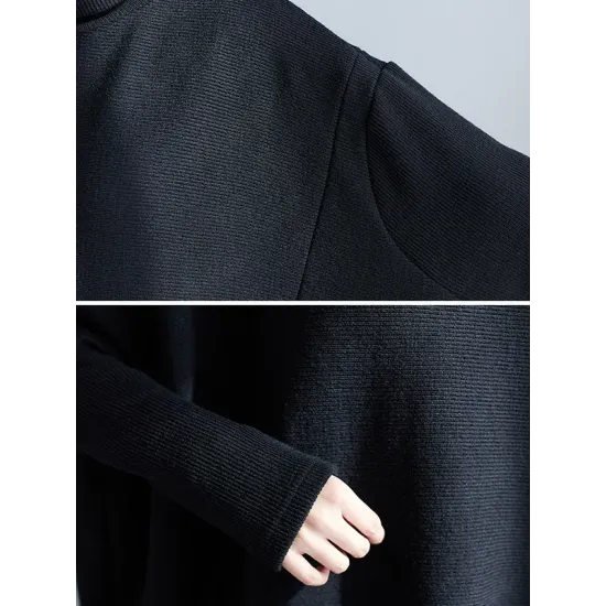 Casual Loose Solid Color Heaps Collar Long Sleeves Sweater Top Casual Loose Solid Color Heaps Collar Long Sleeves Sweater Top