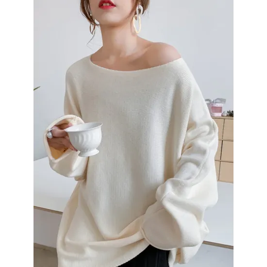Simple Solid Color Round-Neck Sweater Simple Solid Color Round-Neck Sweater