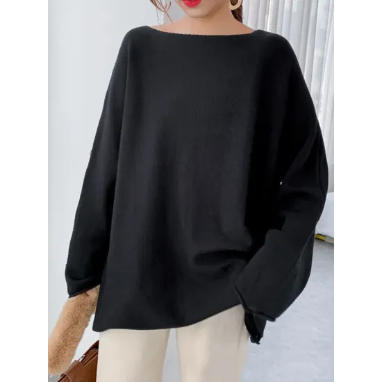 Simple Solid Color Round-Neck Sweater Simple Solid Color Round-Neck Sweater