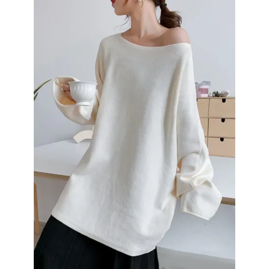 Simple Solid Color Round-Neck Sweater Simple Solid Color Round-Neck Sweater