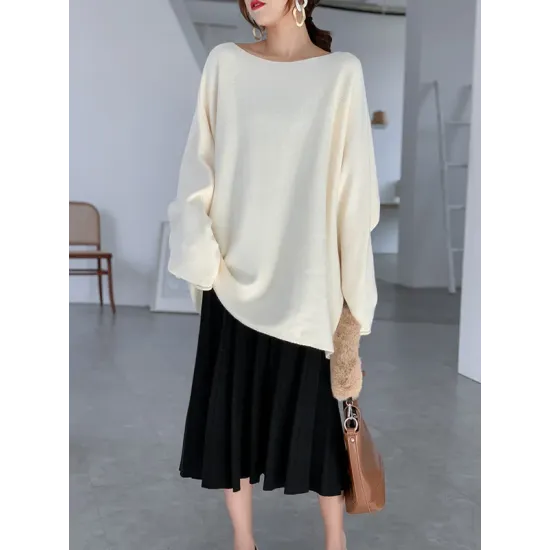 Simple Solid Color Round-Neck Sweater Simple Solid Color Round-Neck Sweater