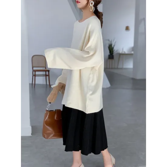 Simple Solid Color Round-Neck Sweater Simple Solid Color Round-Neck Sweater