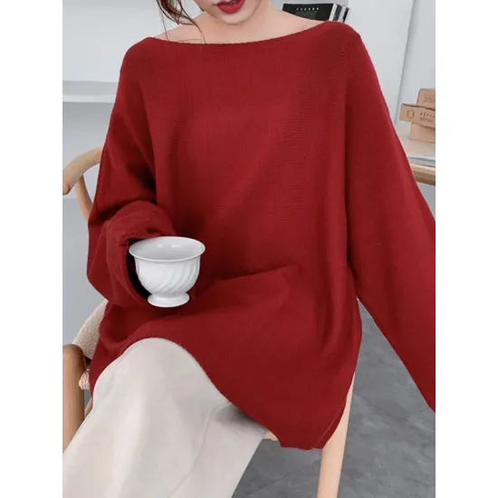 Simple Solid Color Round-Neck Sweater Simple Solid Color Round-Neck Sweater