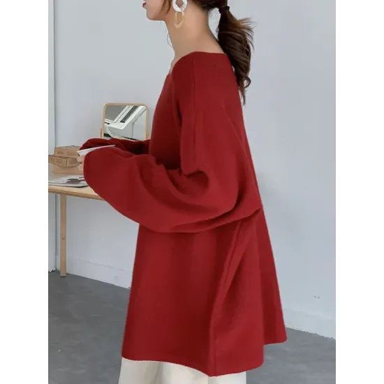 Simple Solid Color Round-Neck Sweater Simple Solid Color Round-Neck Sweater