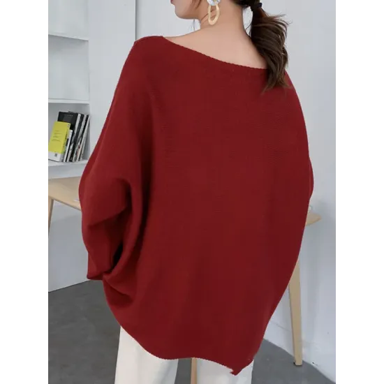 Simple Solid Color Round-Neck Sweater Simple Solid Color Round-Neck Sweater