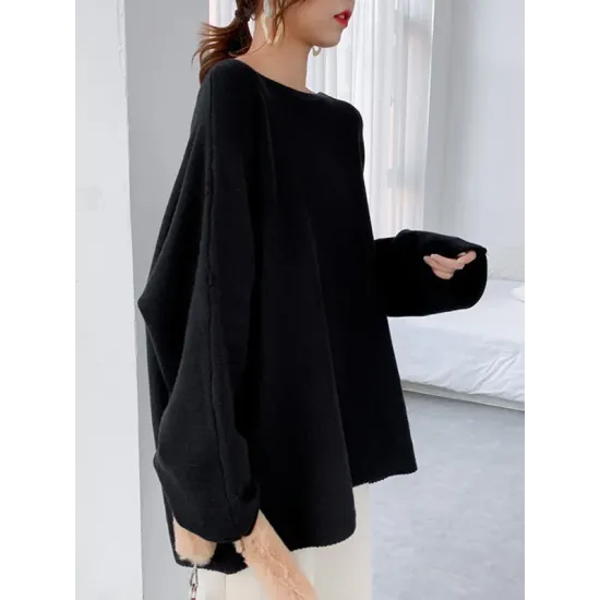 Simple Solid Color Round-Neck Sweater Simple Solid Color Round-Neck Sweater